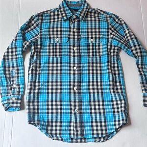 Gapkids boys size large(10) blue checkered long sleeve button up shirt